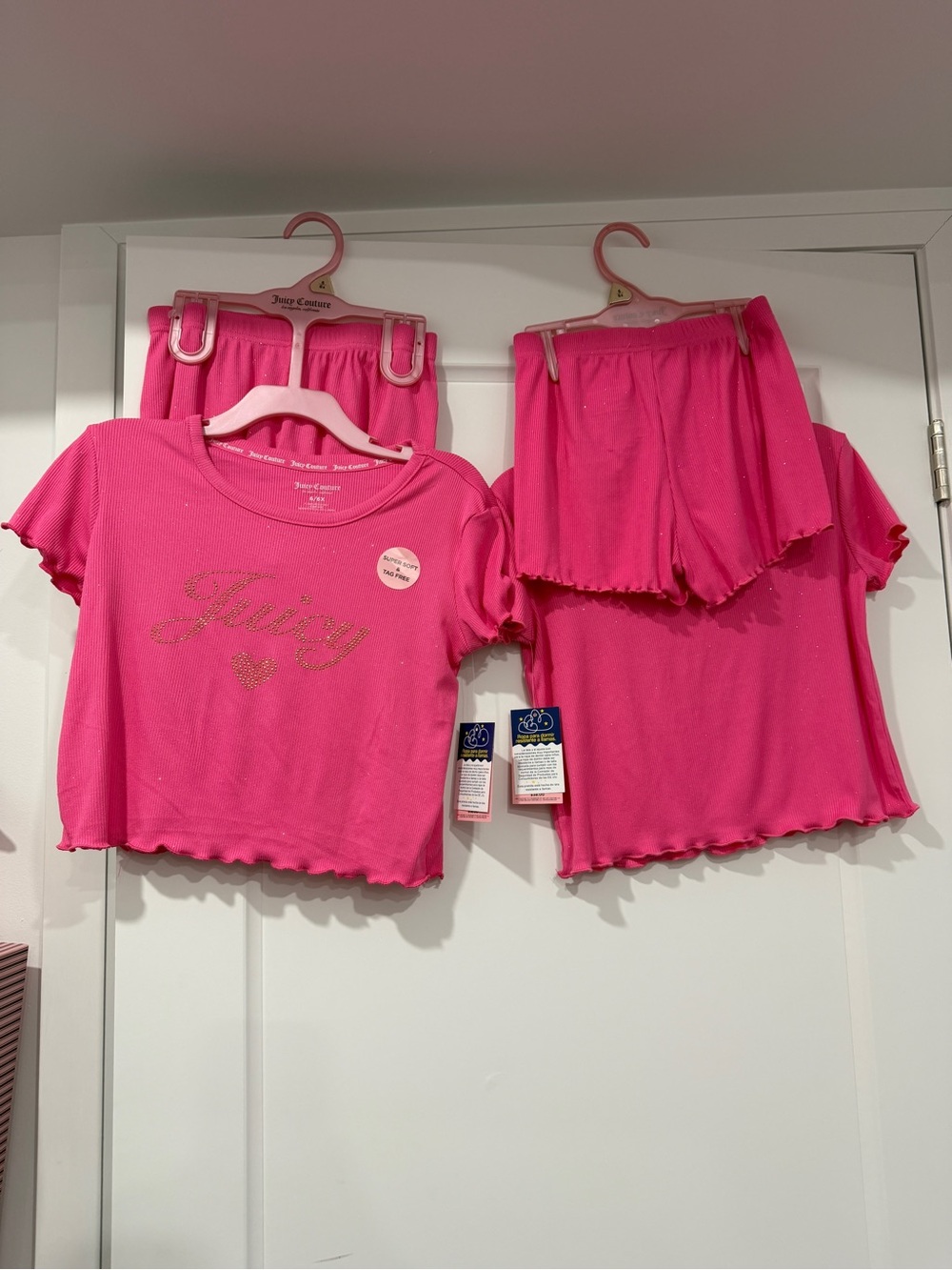 Juicy Couture Bright Pink Girls' Rhinestone Logo Pajama 2 sets
